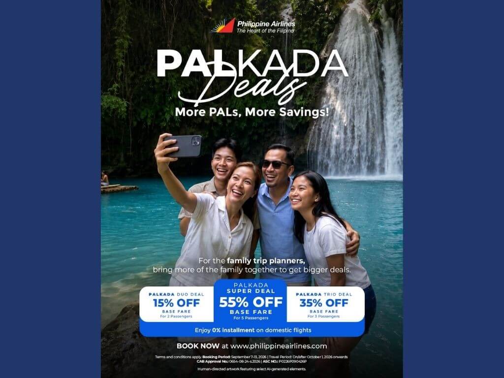 Flag carrier Philippine Airlines (PAL) is encouraging more Filipinos to explore the country with the launch of its PALkada Deals, a week-long domestic seat sale offering up to 55 percent on its domestic base fares. | Contributed photo