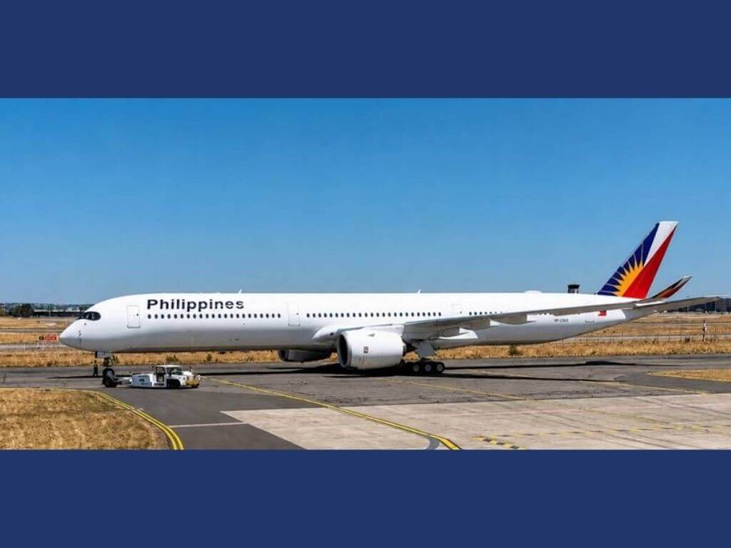 PAL&rsquo;s third Airbus A350-1000 in Toulouse, France shortly before its departure flight to the Philippines. | Contributed photo
