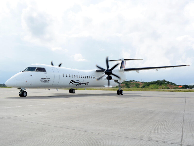 The 86-seater De Havilland Dash 8-400 Next Generation will be utilized for the Clark-Siargao route.- Photo from Philippine Airlines 