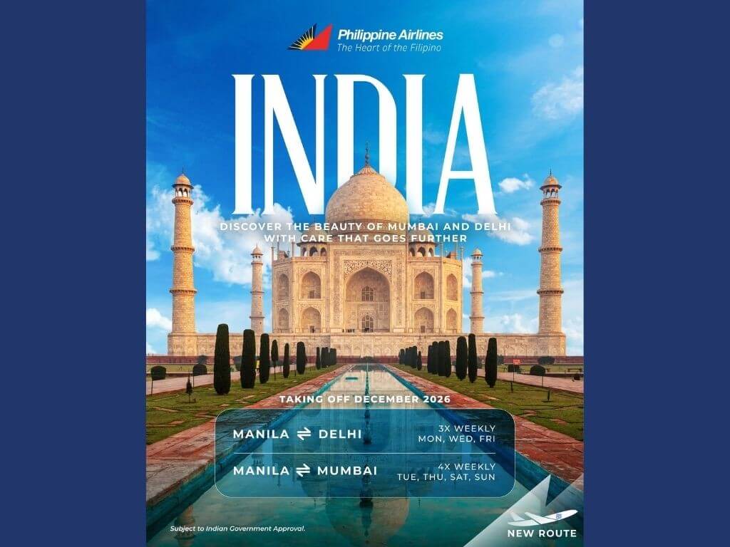 Flights from Manila to Delhi will depart every Monday, Wednesday, and Friday at 10:40 p.m. and arrive at 3 a.m. the following day under PR642. Delhi&ndash;Manila flights will operate as PR643 every Tuesday, Thursday, and Saturday, departing at 8:15 a.m. and arriving at 5 p.m. | Contributed photo