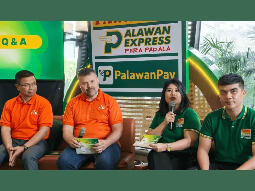 From left: Ria Money Transfer executives Steve Peregrino, regional director for business development Asia Pacific, and Espen Kristensen, managing director & chair of the board Asia Pacific, joined Palawan Group executives Lilian C. Selda, vice chair and CFO, and Karlo M. Castro, president & CEO in discussing how their partnership strengthens global remittance services. | Photo by Vanessa Hidalgo