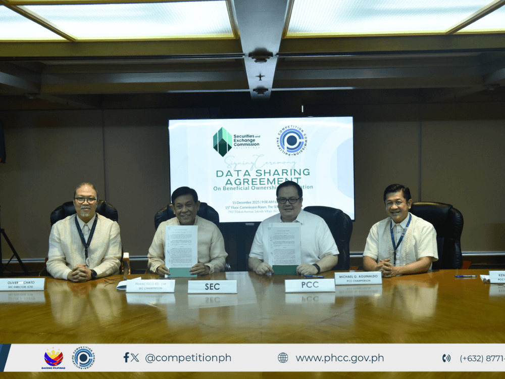 SEC Director Oliver Chato, SEC Chair Francisco Lim, PCC Chair Michael Aguinaldo, and PCC Executive Director Kenneth Tanate. | ​Contributed photo