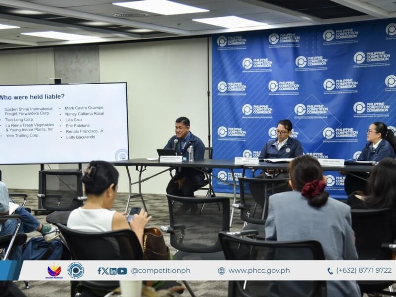 (L-R) PCC Executive Director Kenneth Tanate, Competition Enforcement Office (CEO) Director Christian Loren De Los Santos, and CEO Assistant Director Genevieve Jusi./Photo from PCC&nbsp;