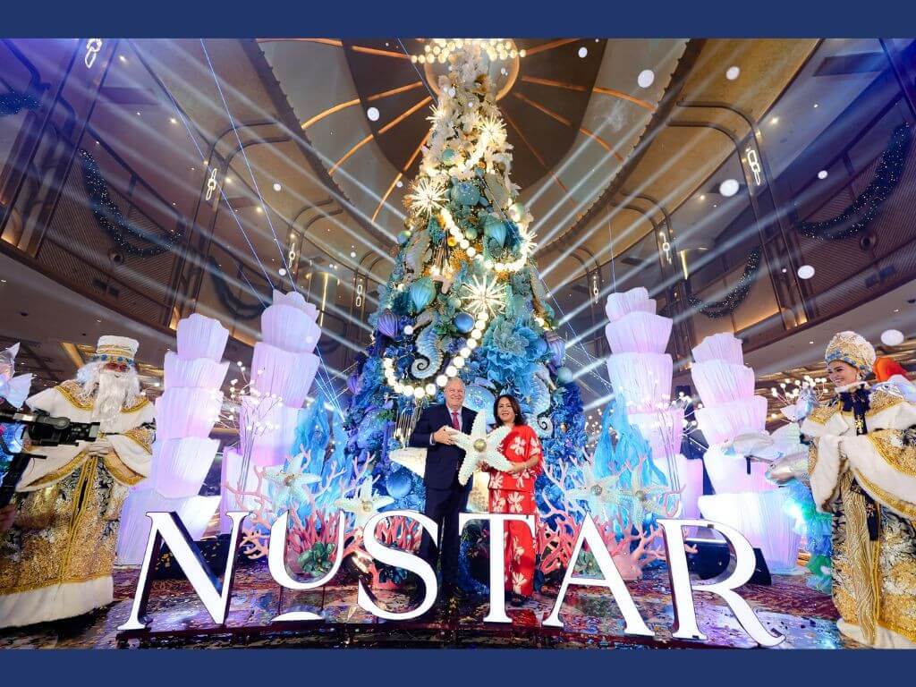 NUSTAR Resort & Casino Cebu’s chief operating officer Sean Knights and Dr. Clarissa Pe, Children of Cebu Foundation Inc. vice president, during a ceremonial handover of the donation held at The Atrium, reaffirming NUSTAR’s commitment to community development./Contributed Photo