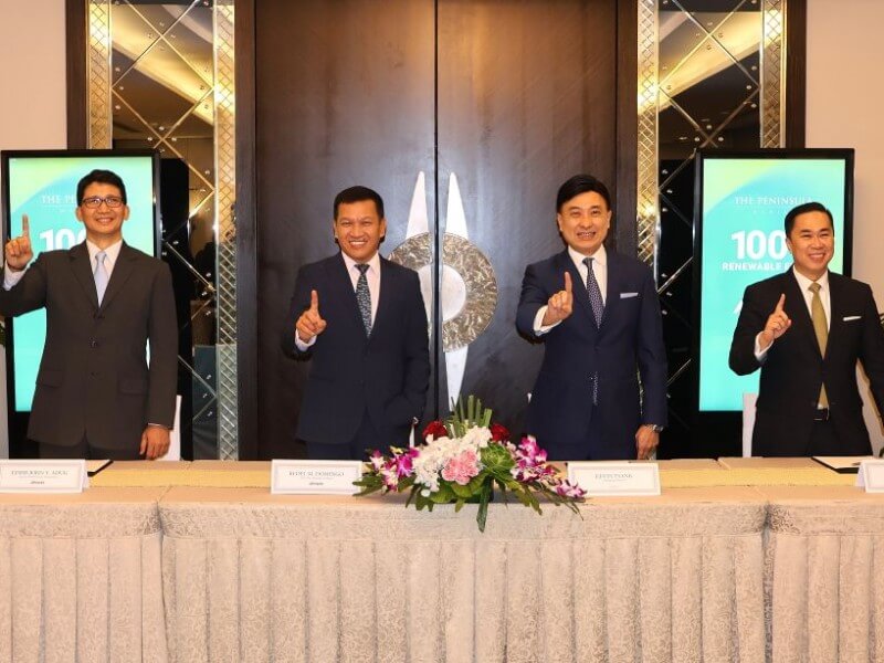 From left: MPower strategic account management head Pamela L. Santos, MPower retail sales head Eddie John V. Adug, MPower head Redel M. Domingo, The Peninsula Manila hotel director Kevin Tsang, The Peninsula Manila hotel Manager Mike Yutuc, and The Peninsula Manila finance director Jestoni Panganiban during the signing ceremony held at The Peninsula Manila in Makati City./ Contributed photo (Click ​the photo to view full image)