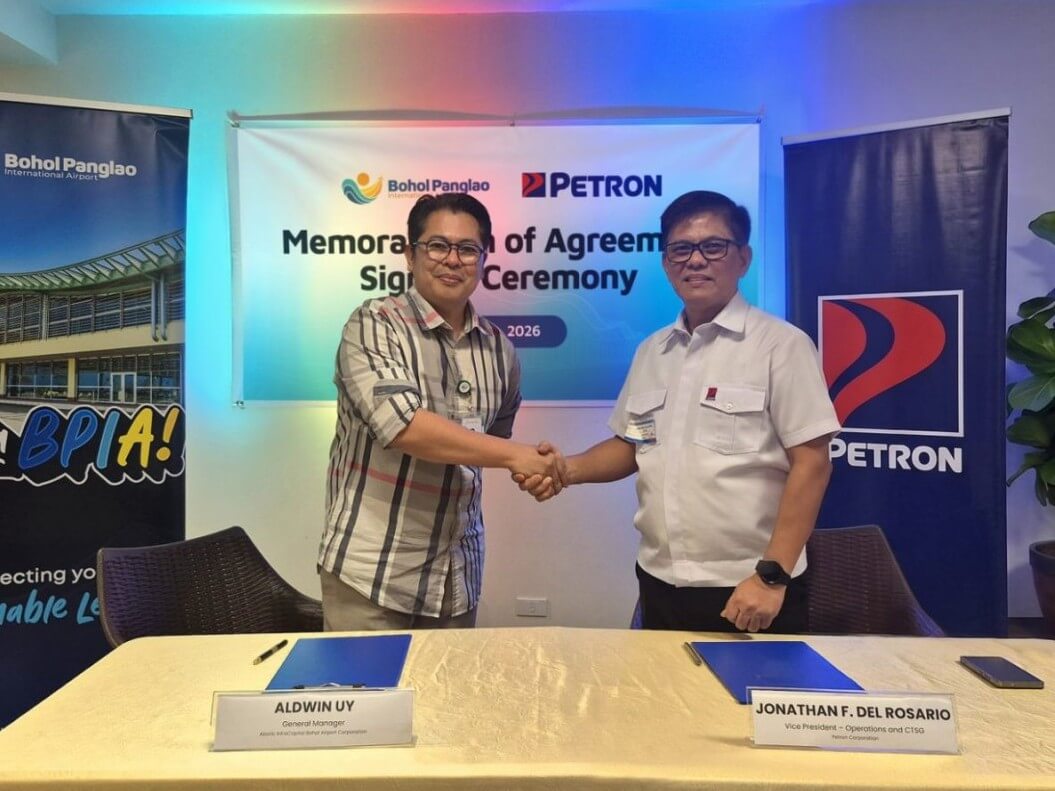 Aboitiz InfraCapital Bohol Airport Corp. and Petron Corp. sign an agreement to develop a new Jet A-1 fuel farm at Bohol-Panglao International Airport, a project expected to strengthen fuel supply reliability and improve airport operations. | Contributed photo