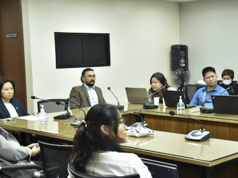 PCC economists Elizabeth B. Udaundo (rightmost) and Jose Vivaldi S. Ericta (2nd from right) present the salient points of the market study on the water distribution sector during the strategic policy dialogue between the PCC and NWRB, held on June 11, 2025 in Quezon City./Photo from PCC 