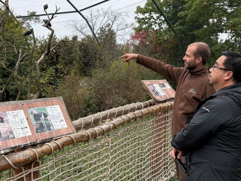 DENR-Biodiversity Management Bureau wildlife resources division chief Anson Tagtag joins Olomouc Zoo bird curator Dr. Jan Kirner in inspecting bird enclosures. | Contributed photo