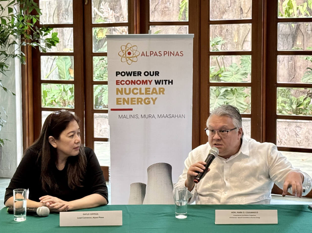 Rep. Cojuangco (right) has filed two bills supporting nuclear energy in the Philippines, both of which are now due to for action by the Senate. He explained that efforts will go back to square one if Congress adjourns without the bills being passed in a few days./Photo by Dax Lucas