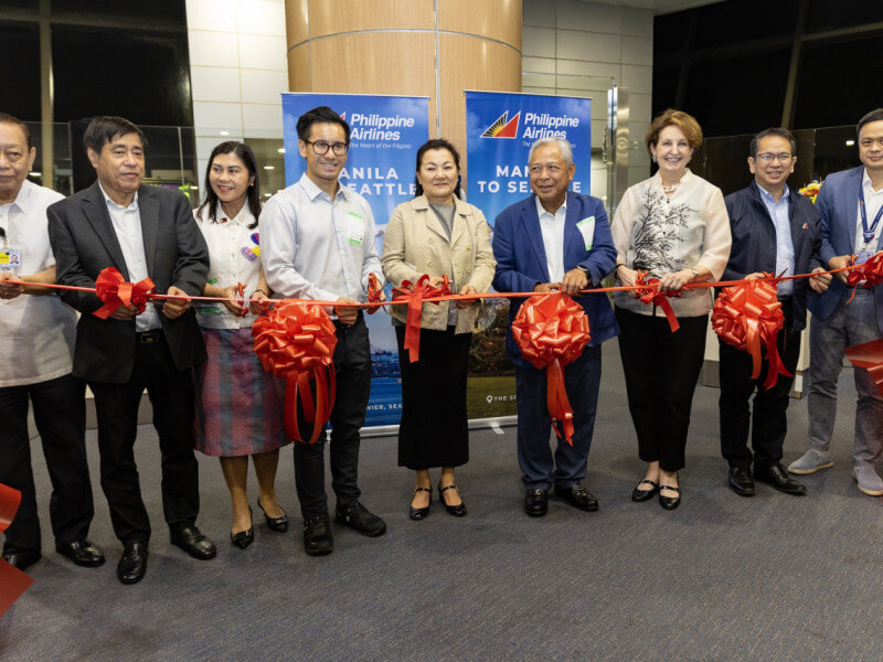 From left: Manila International Airport Authority general manager Eric Jose C. Ines, NNIC GM Angelito Alvarez, Tourism Assistant Secretary Sharlene Batin, PAL Holdings Inc. president & COO Lucio C. Tan III, PAL board director Sheila Pascual, Transportation Secretary Jaime J. Bautista, US Ambassador to the Philippines MaryKay Carlson, PAL OIC executive vice president - general counsel - Atty. Carlos Luis Fernandez, PAL president & COO - Capt. Stanley K. Ng.