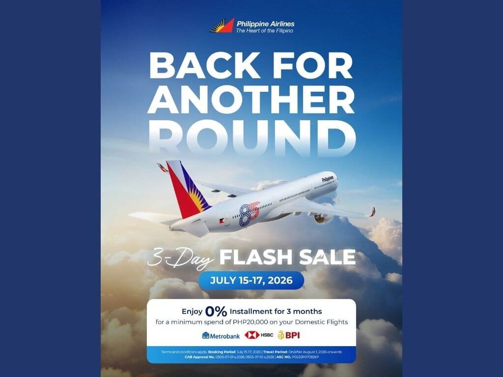 For added flexibility, PAL offers 0 percent installment for domestic bookings worth at least P20,000, with payment terms of up to three months through participating banks such as BPI, Metrobank, and HSBC. | Contributed photo