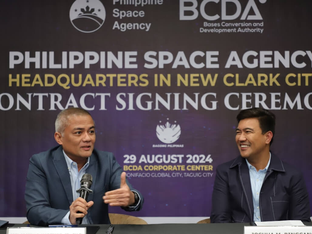 PhilSA Director General Dr. Joel Joseph S. Marciano, Jr. and BCDA president and CEO Engr. Joshua M. Bingcang led the ceremonial signing held at the BCDA office in Bonifacio Global City, Taguig City on Aug. 29./ BCDA photo