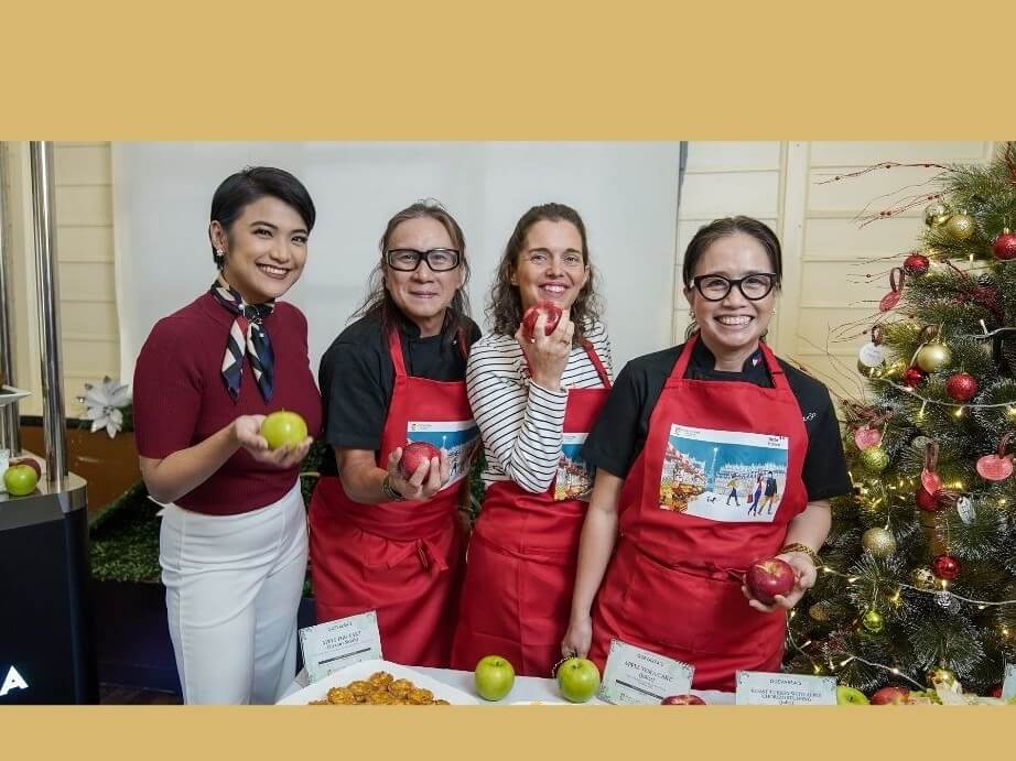 From left: Jazz Casumbal, Chef Rolando “Lau” Laudico, Stéphanie Le Joncour, and Chef Jacqueline “Jac” Laudico at the French Apples Christmas at Guevarra’s press event. | Contributed photo