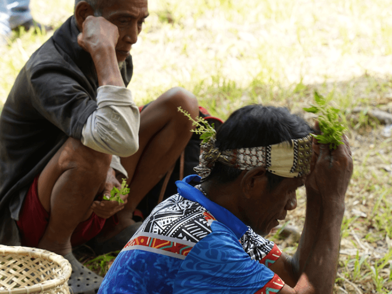 Members of the local indigenous community take part in a traditional ritual marking the hybrid microgrid power plant groundbreaking ceremony in Palawan. | Contributed photo