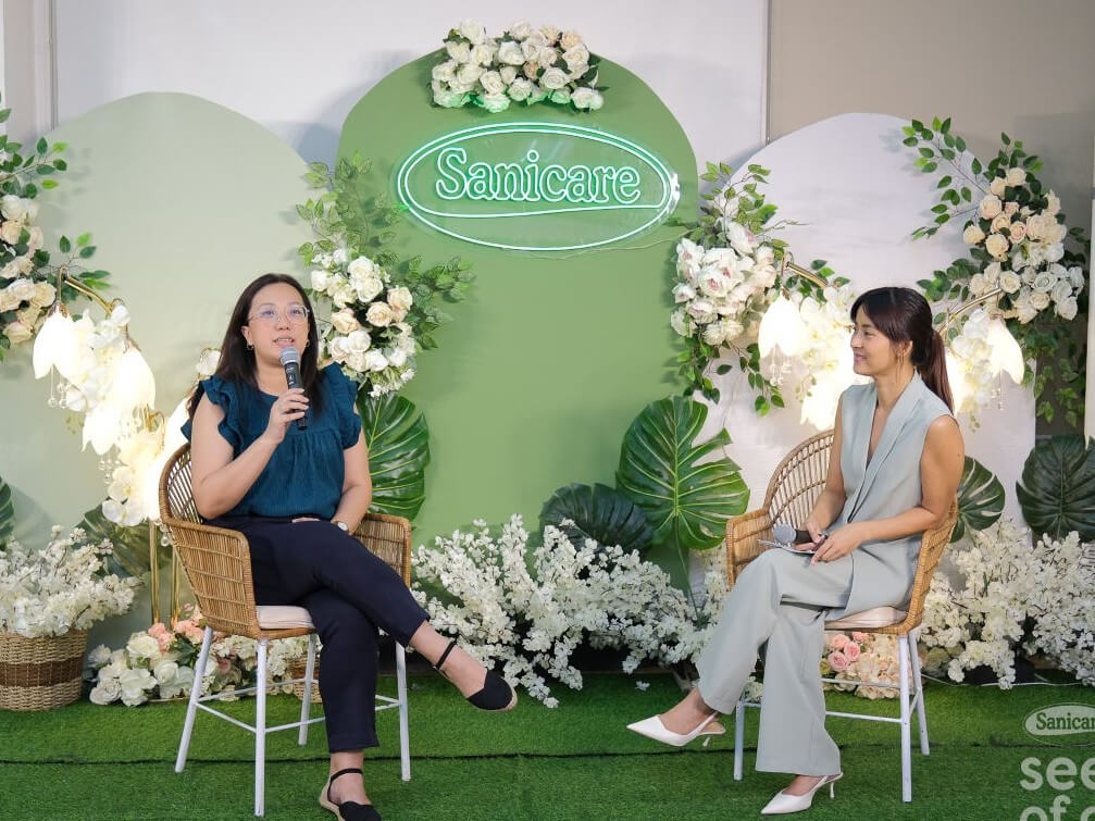Haribon strategic partnerships manager  Erika Bergara (left) with Sanicare resident care ambassador Bianca Gonzalez-Intal at the "Seeds of Care" event./ Photo from Sanicare