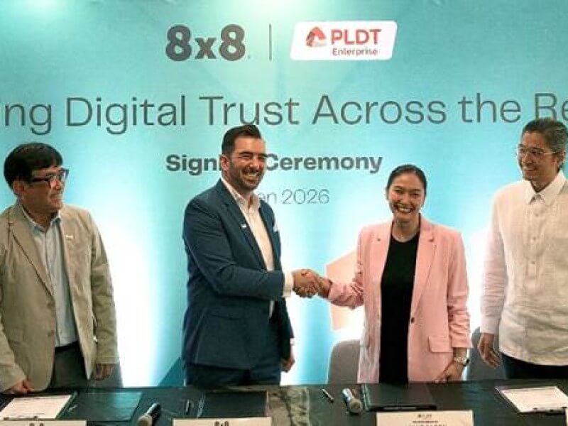 Leaders from PLDT Enterprise and 8x8 strengthen their partnership to champion mobile security through the integration of SmartSafe SilentAccess into the 8x8 Connect platform. | Contributed photo&nbsp; (Click to view full image)