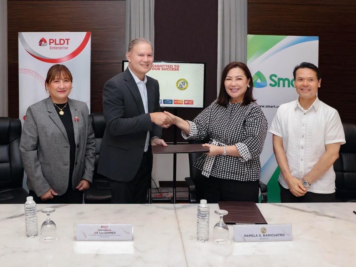 PLDT Enterprise and the Province of Cebu formalize their partnership to support digital governance through enhanced connectivity and collaboration solutions. (From left): Hazel Amoyan and Jay Lagdameo of PLDT Enterprise with Governor Pamela S. Baricuatro of Cebu Province and Atty. Joseph &ldquo;Ace&rdquo; Durano, Provincial Administrator of Cebu Province. | Contributed photo