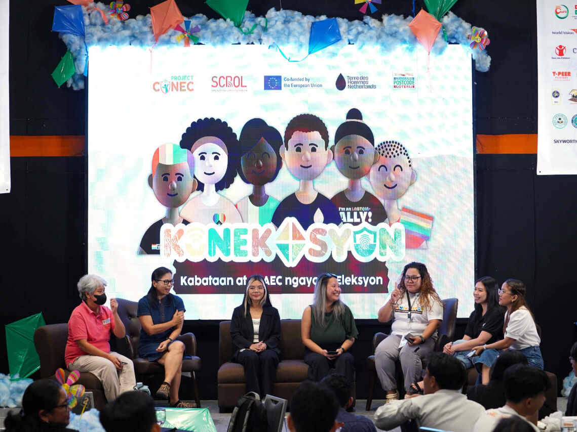 Smart sustainability executive April May Kagaoan (2nd from right) with members of the panel discussion at the TdH NL’s 2024 Children and Youth Summit./ Photo from PLDT