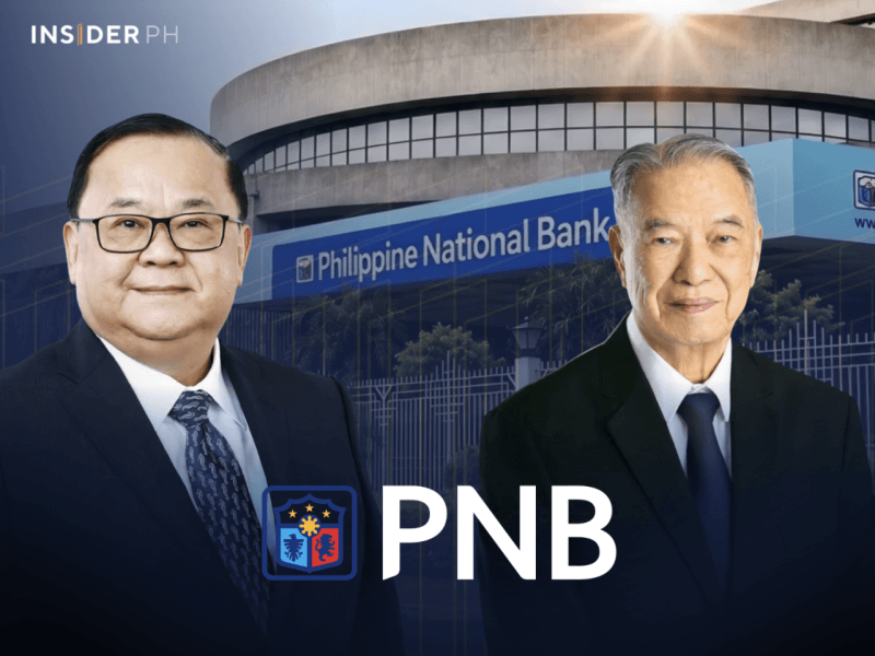 PNB president and CEO Edwin Bautista with chair Lucio Tan.&nbsp;