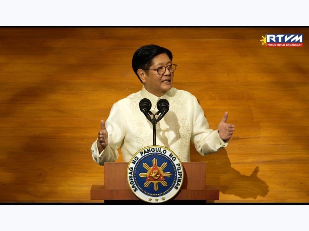 President Marcos delivers his 2025 State of the Nation Address./Screencap from RTVMalacañang's Facebook feed.