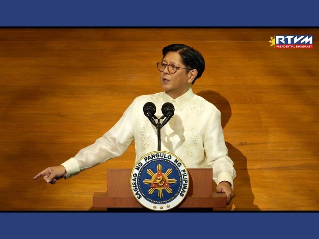 President Marcos delivers his 2025 State of the Nation Address./Screencap from RTVMalacañang's Facebook feed.