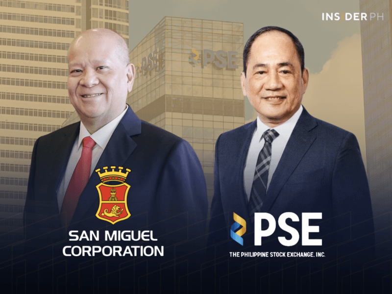 SMC chair and CEO Ramon S. Ang with PSE president and CEO Ramon Monzon.&nbsp;