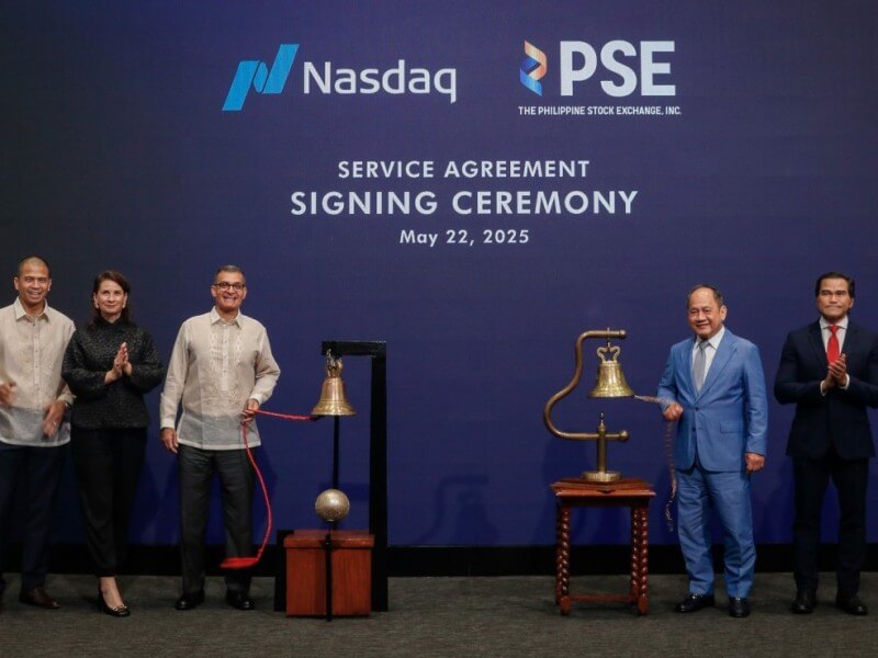 Nasdaq Philippine Center Head Marie Christine Joy Lansangan, Nasdaq Head of APAC Fintech Sales R.G. Manalac, Nasdaq Head of Southeast Asia Market Place Technology Virginie Barbot, Nasdaq President Tal Cohen, PSE President and CEO Ramon S. Monzon, PSE COO Atty. Roel A. Refran and PSE General Counsel Atty. Veronica V. Del Rosario./Photo from the PSE 