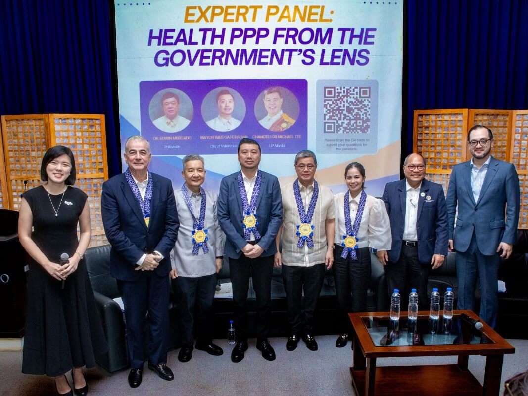 From left: Dr. Beverly Ho, chief health officer of AC Health; Fernando Zobel de Ayala, AC Health chair; Fr. Bobby Yap, president of Ateneo de Manila University; Valenzuela City Mayor Wes Gatchalian; Michael Tee, chancellor of the University of the Philippines,; Lorra Sayson, executive assistant to the chair of Philhealth; Dr. Cenon Alfonso, dean of Ateneo School of Medicine and Public Health; and Paolo Borromeo, president and CEO of AC Health. | Contributed photo