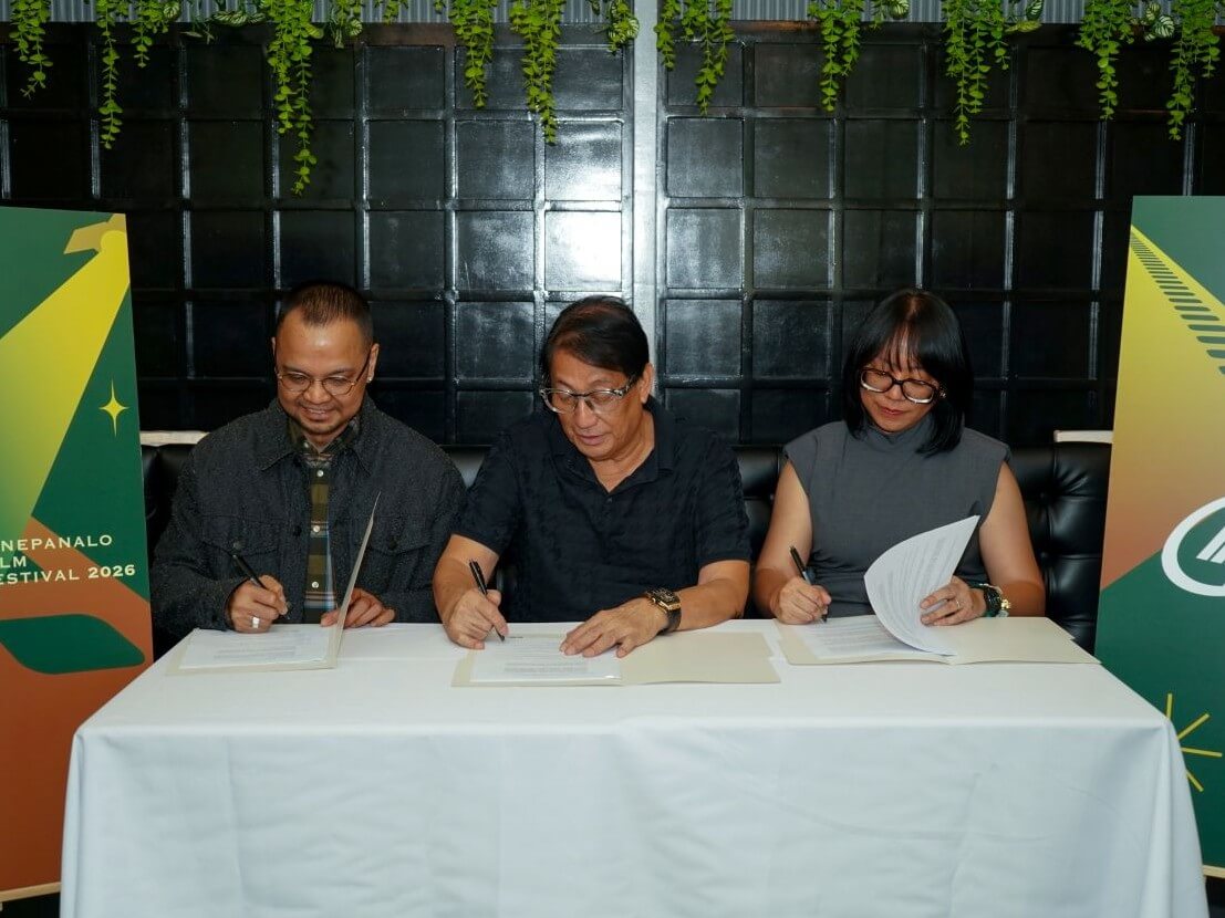 Executives from Puregold CinePanalo and CMB Film Services renew their partnership for the 2026 Puregold CinePanalo Film Festival. From left are Puregold CinePanalo festival director Chris Cahilig, CMB Film Services president Jim Baltazar, and Puregold CinePanalo festival chair Ivy Hayagan-Piedad. | Contributed photo