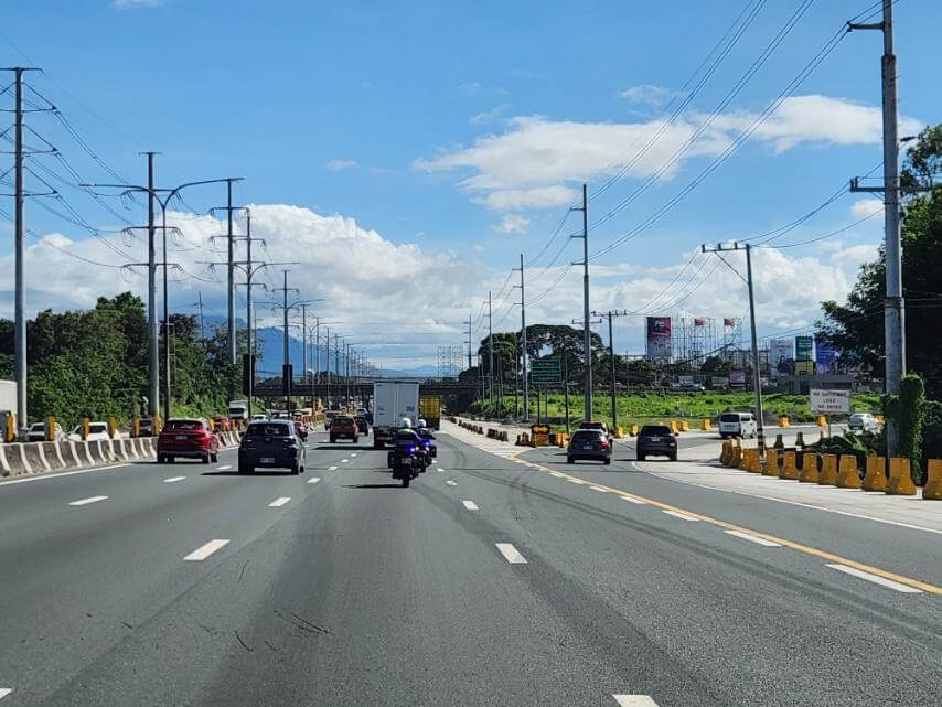 A section of the South Luzon Expressway (SLEX) southbound direction expanded to six lanes, with the Sta. Rosa Exit on the right./Contributed photo