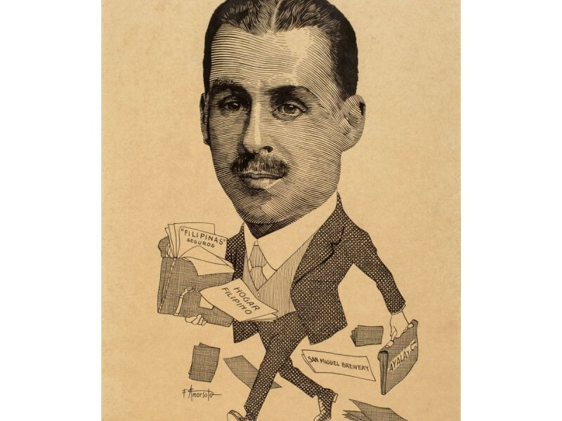 Fernando Amorsolo: Portrait of Enrique Zobel signed (lower left) ca. 1920s pen and ink on paper ​| Photo from León Gallery (Click to view full image)