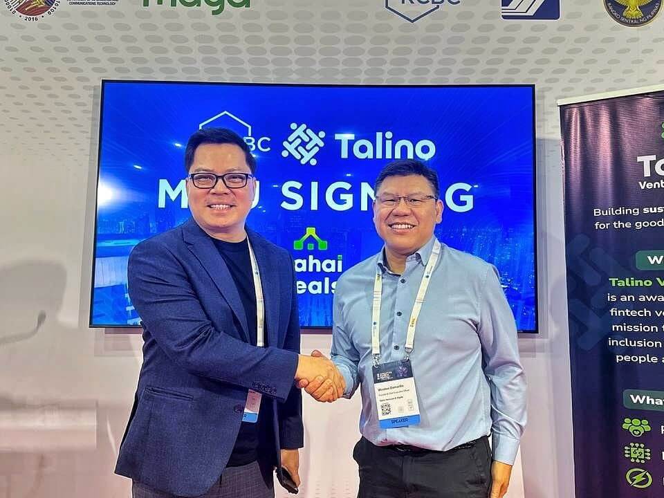 RCBC executive vice president and chief innovations and inclusion officer Lito Villanueva and Talino president and CEO Winston Damarillo  | Contributed photo
