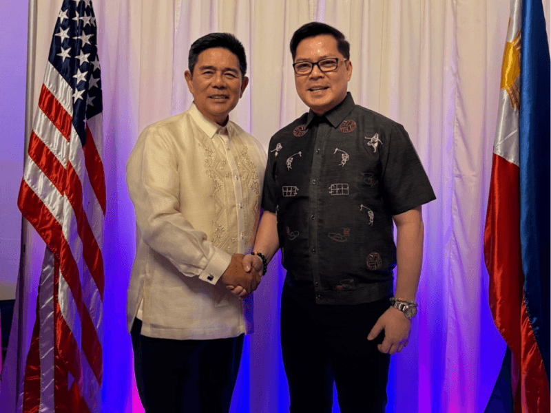 Philippine Consul General to Los Angeles Adelio Angelito Cruz (left) with RCBC&rsquo;s Lito Villanueva during the 128th Philippine Independence Day celebration in Los Angeles. | Contributed photo