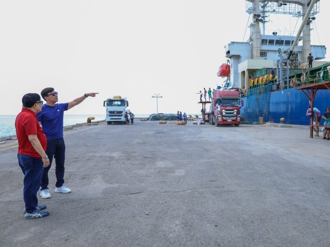 BCDA President and CEO Joshua Bingcang (right) and PPMC president, CEO, and OIC chair Felix Racadio inspect the San Fernando International Seaport at the Poro Point Freeport Zone in La Union./ Photo from BCDA
