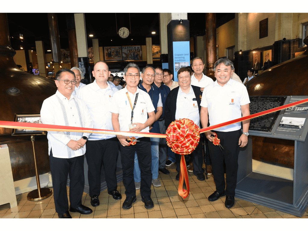 Leading the ribbon cutting rites of the Polo Brewery Museum are (from left) Bukidnon 1st District Rep. Jose Manuel Alba, SMC president and COO John Paul Ang, Polo Brewery plant manager Danny Pajarillo, former SMC CFO and now consultant Ferdinand Constantino, and San Miguel Brewery president and COO Carlos Antonio Berba./Contributed Photo