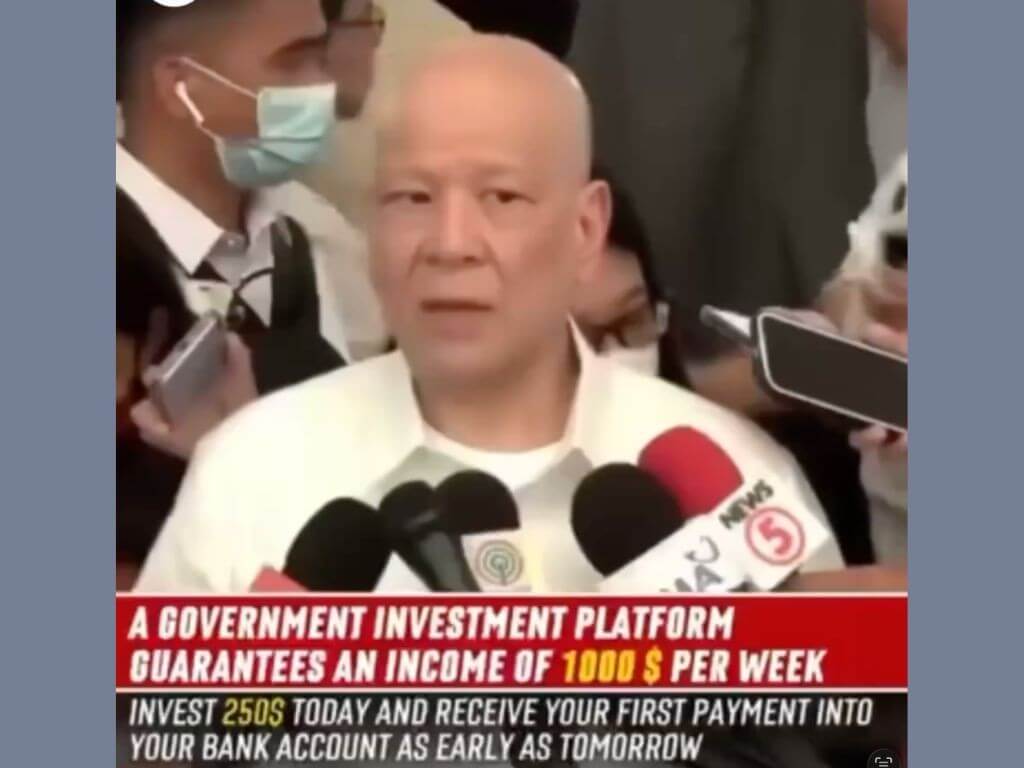 Screenshot of a scam circulating on Facebook using a deepfake video of the San Miguel chief./Screen capture by Daxim L. Lucas
