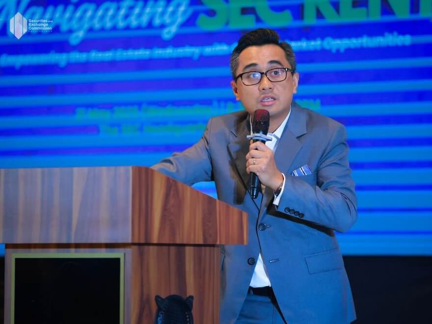 SEC Commissioner McJill Bryant T. Fernandez delivers his opening remarks at the event dubbed "Navigating SEC RENT: Empowering Real Estate with Capital Market Opportunities." / ​Photo from the SEC