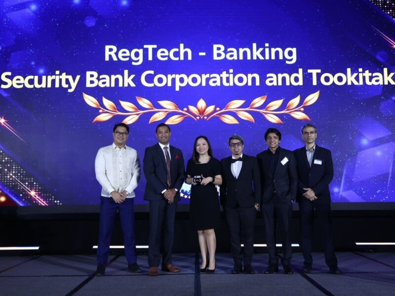 Security Bank and Tookitaki representatives celebrate their win for Best Technology Implementation by a Retail Bank at the Asian Technology Excellence Awards on Sept. 17, 2026. The award recognizes their AI-powered screening system, which expanded the bank&rsquo;s ability to detect potential financial crime risks tenfold./Photo from Security Bank&nbsp;
