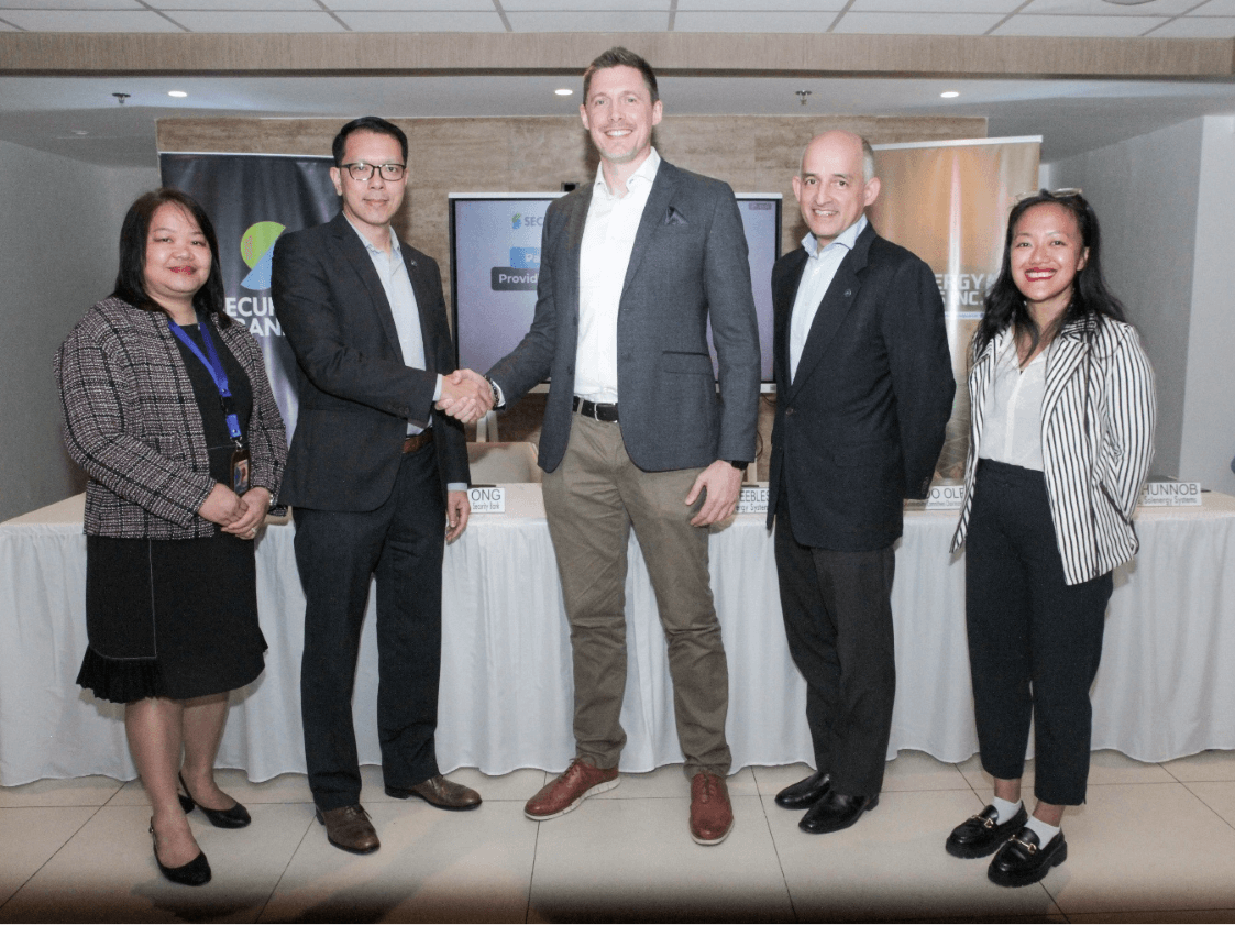 From left: Pamela Edejer, trade financing head, Security Bank; John Cary Ong, wholesale banking segment head, Security Bank; Thomas Henry Peebles, president and CEO, Solenergy; Eduardo Olbes, Chief Financial Officer, Security Bank; and Apryl Hunnob, Head of Finance, Solenergy. / Photo from Security Bank