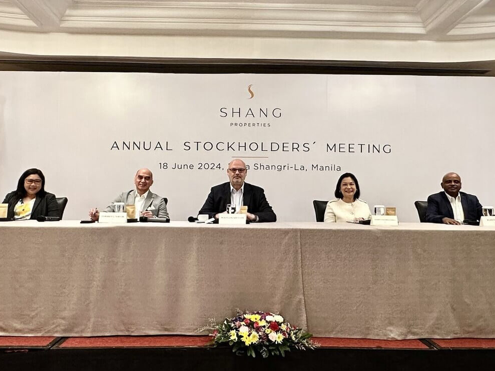 Shang Properties executives during the annual stockholders&rsquo; meeting, [L-R] Mabel Tacorda, Atty. Federico Noel Jr., Wolfgang Krueger, Alexandra Ramos-Padilla, and Rajeev Garg.