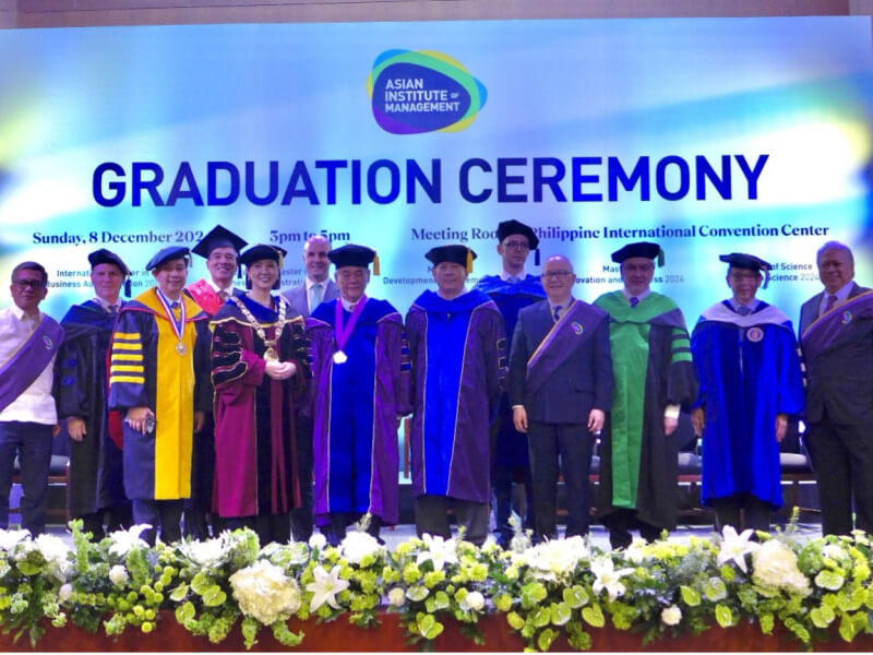 At the conferment of the honorary doctorate to DMCI Group chair Isidro A. Consunji. From left to right, front: Augusto Antonio Serafica, Jr., Prof. Olivier Roche, Prof. Christopher Monterola, Dr. Jikyeong Kang, Consunji, Dr. Erramon Aboitiz, Eugene Acevedo, Prof. Felipe Calderon, Prof. Jamil Paolo Francisco, and Marcelo Fernando, Jr. From left to right, back: Prof. Rico Camus, Jaime Zobel Urquijo, and Prof. Dominik Balthasar./Contributed photo