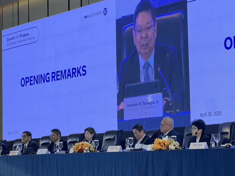 SM Investments opened its 2025 annual meeting with plans to ramp up spending to P115B, expand in provinces, and back clean energy and logistics, all while holding firm to its proven strategy./Photo by Miguel R. Camus 