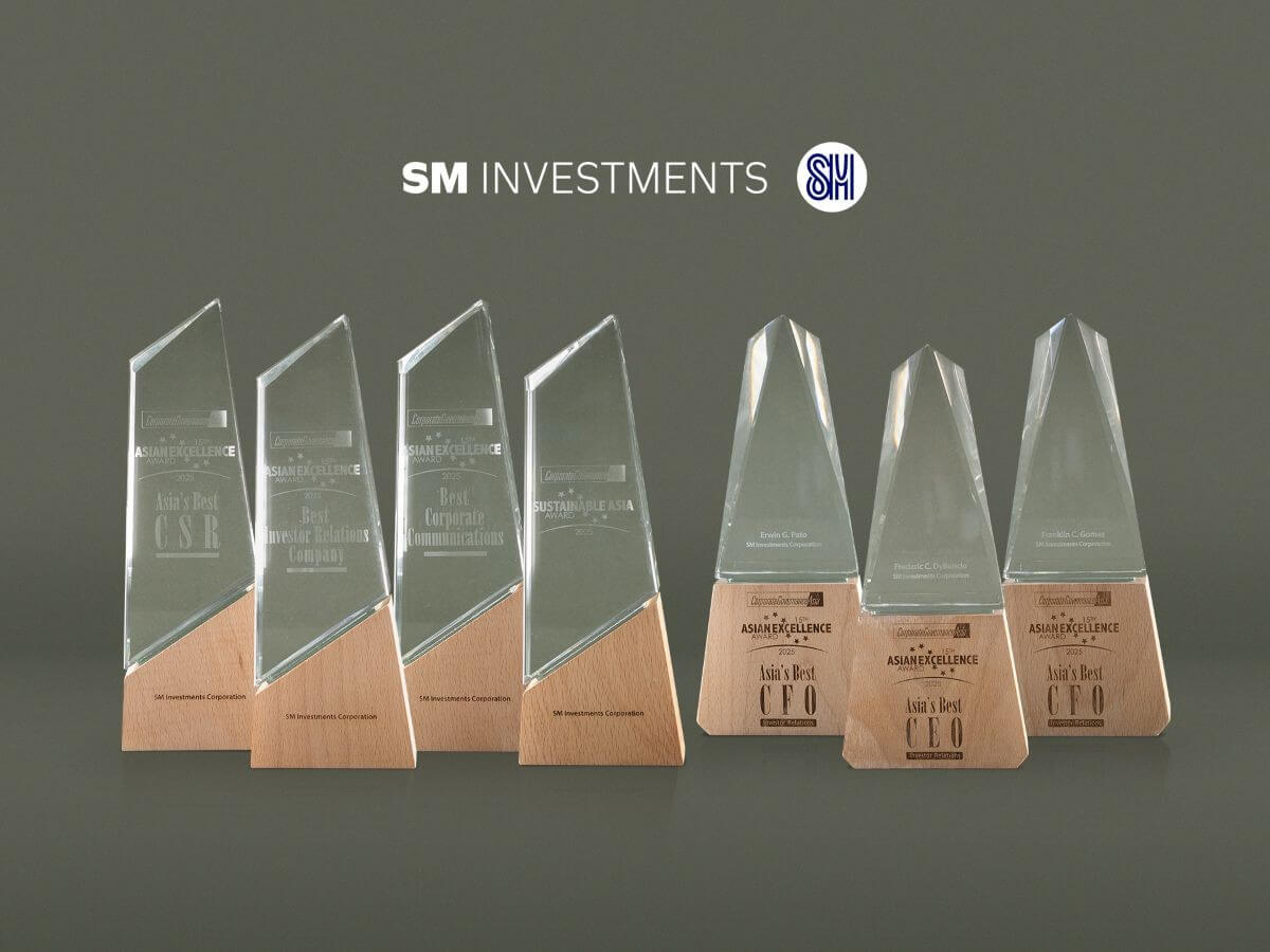 SM Investments was recognized for its commitment to corporate excellence, sustainability, and leadership at the recent 15th Asian Excellence Awards./ Photo from SMIC