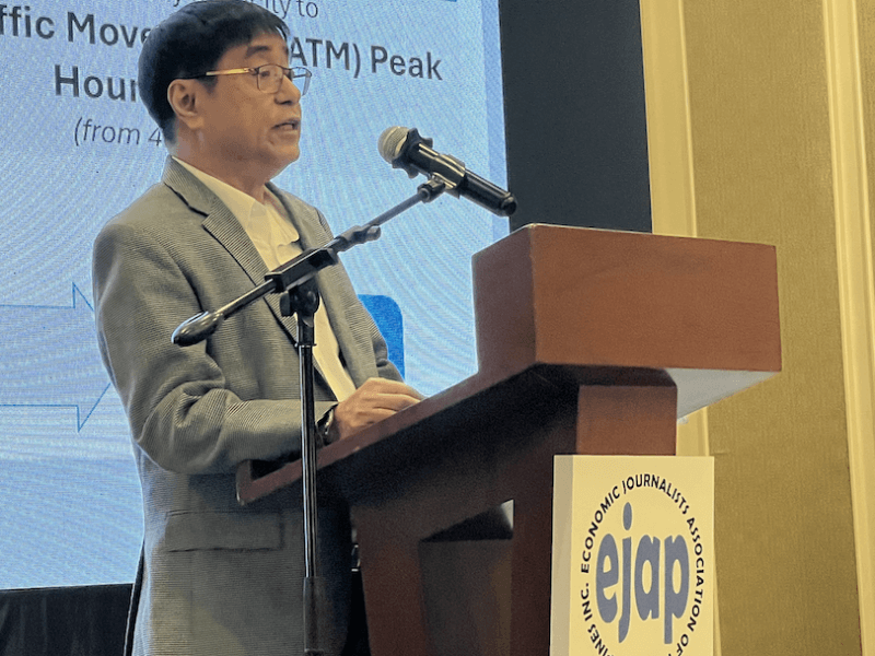 Angelito “Lito” Alvarez, incoming general manager ​of NAIA under SMC, ​provides updates during the ​EJAP-SMC ​forum on Sept. 9. 2024.- Photo by Miguel R. Camus 