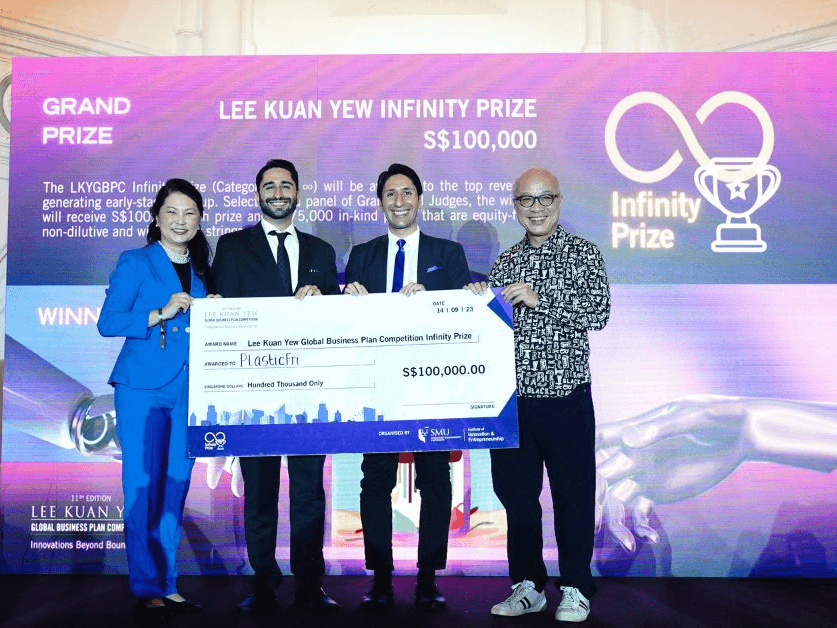 PlastiFri (now Grale, a startup from Karlsruhe Institute of Technology, Germany, won the Infinity Prize at the 11th edition of the Lee Kuan Yew Global Business Plan Competition organized by SMU Institute of Innovation & Entrepreneurship in 2023./ Contributed photo