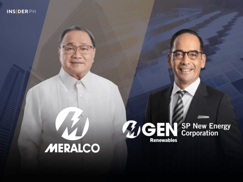 Meralco chair and CEO Manuel V. Pangilinan with Meralco PowerGen Corp. president and CEO Emmanuel Rubio.&nbsp;