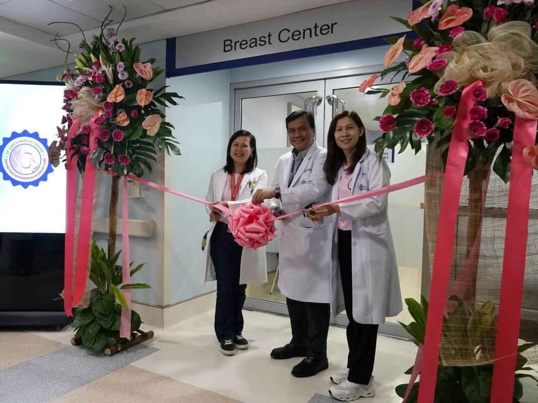 From left to right - Dr. Marie Belle Francia (head of Cancer Institute in SLMC - Global City), Dr. Dennis Serrano (SLMC president and CEO) and Dr. Gemma Uy (head of Center for Comprehensive Breast Care in SLMC - Global City) | Contributed photo