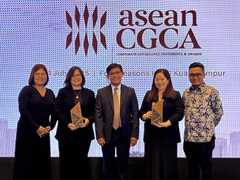 From left: Ayala Compliance Manager Melody B. Trinidad; Ayala Corporation Chief Legal Officer, ChiefCompliance Officer, Corporate Secretary and Corporate Governance Group Head Franchette M. Acosta;Securities and Exchange Commission Chairman Francis Edralin Lim; Ayala Corporation Assistant CorporateSecretary and Corporate Secretarial Services Head Carmela G. Austria; and Securities and ExchangeCommission Commissioner McJill Bryant Fernandez at the 2025 ASEAN Corporate Governance Conference andAwards in Kuala Lumpur, Malaysia, July 24, 2025./Photo from Ayala Corp. 