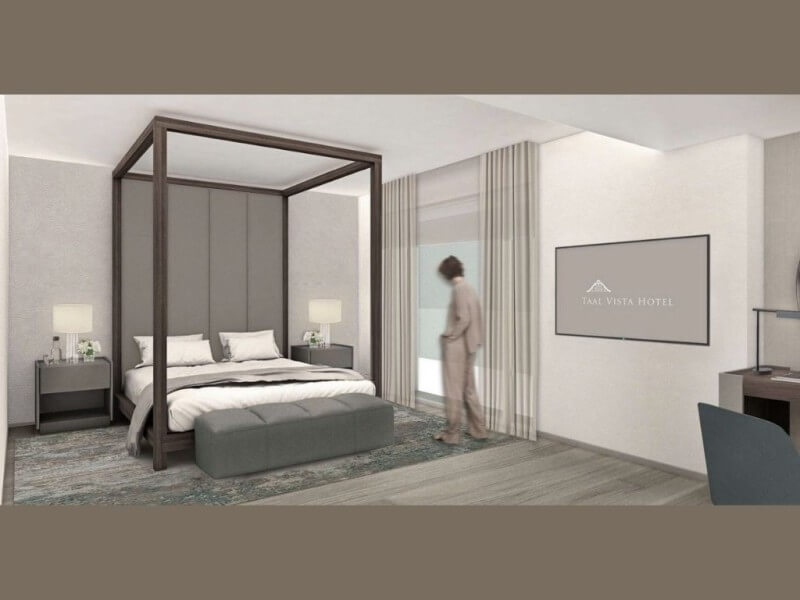 Artist’s rendering of the master suite bedroom of the Presidential Villa at Taal Vista Hotel, offering refined comfort and timeless sophistication. | Contributed photo