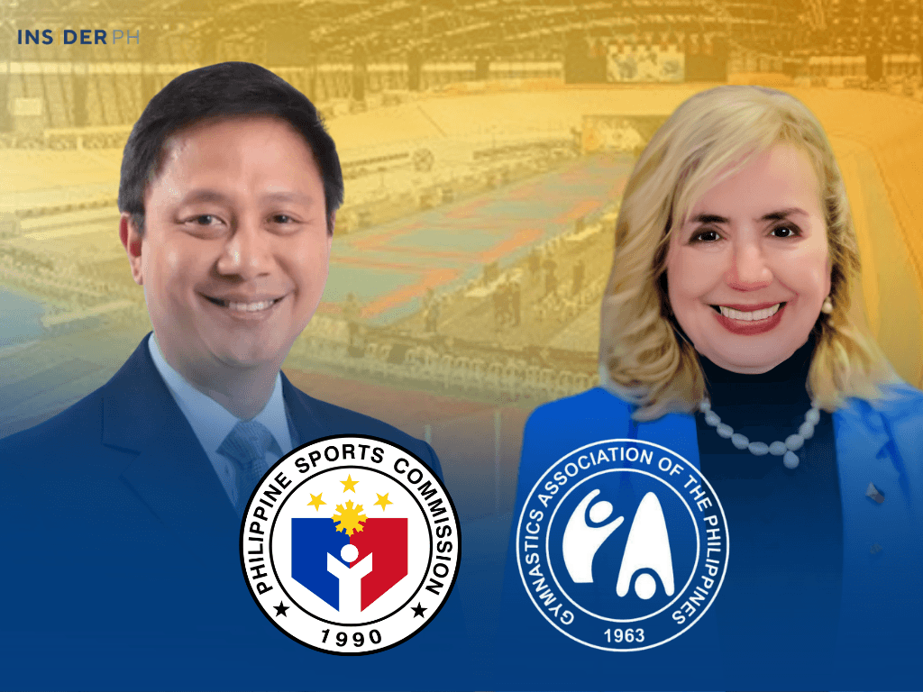 Philippine Sports Commission Chair Patrick Gregorio and Gymnastics Association of the Philippines president Cynthia Carrion.